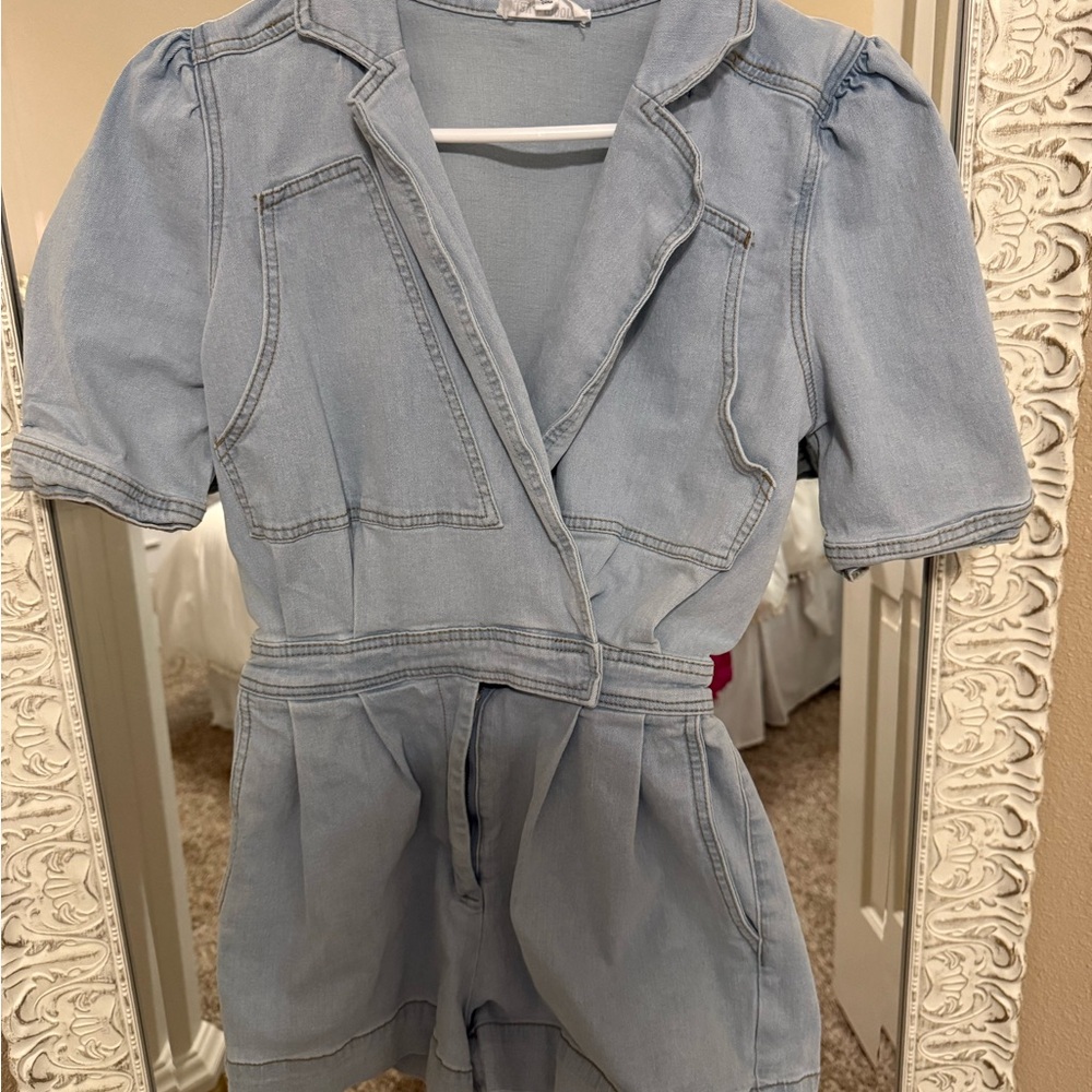 Light Blue Denim Romper